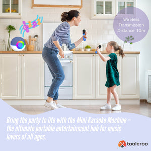 Mini Karaoke Machine Set | Bluetooth Speaker + 2 Wireless Microphones | Blue