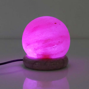 USB Colour Changing Salt Himalayan Lamp | Ball Sphere Shape, Pink Rock LED Light