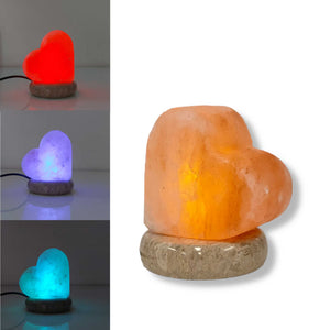 USB Color Changing Himalayan Salt Lamp | Heart-Shaped Pink Rock LED Light