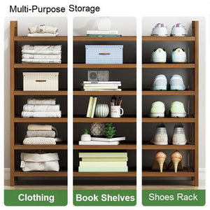 8 Tier Tower Bamboo Wooden Shoe Rack | Corner Shelf Stand | Storage Organizer