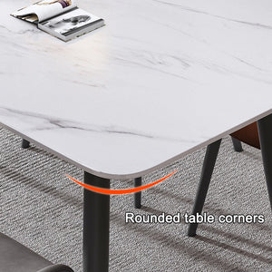 120x60cm Glossy Pandora Minimalist Slate Kitchen Dining Table | Marble Lunch Dinner Table | Solid Metal Legs