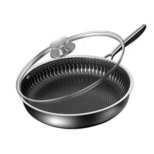 304 Stainless Steel Frying Pan | Non-Stick Cooking Frypan | 28cm Honeycomb Double Sided (without lid)