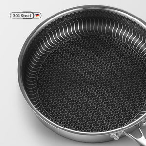 304 Stainless Steel Frying Pan | Non-Stick Cooking Frypan | 28cm Honeycomb Double Sided (without lid)