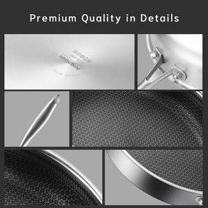 Stainless Steel Frying Pan | Non-Stick Cooking Frypan | 30cm Honeycomb Single Sided (without lid)