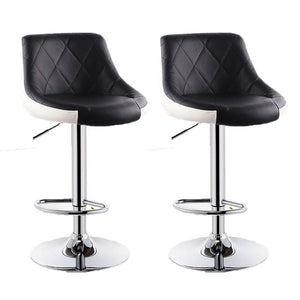 Bar Stools Kitchen Bar Stool | Leather Barstools | Swivel Gas Lift Counter Chairs x2 | Black