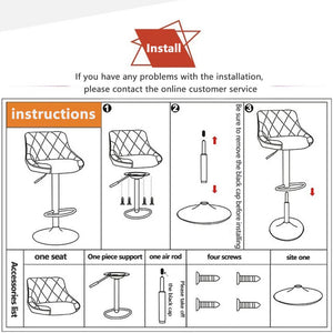Bar Stools Kitchen Bar Stool | Leather Barstools | Swivel Gas Lift Counter Chairs x2 | Black
