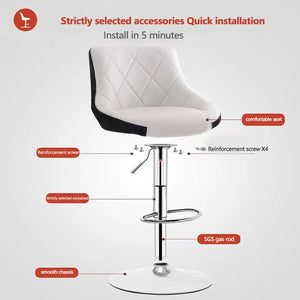 Bar Stools Kitchen Bar Stool | Leather Barstools | Swivel Gas Lift Counter Chairs x2 | Black