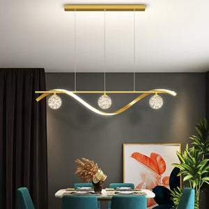 Luxury Hand Blown Glass LED Pendant Light | 100cm Adjustable | 3 Color Dimmable | Remote Control for Dining Bar Living Room