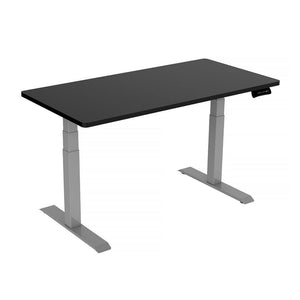 140cm Standing Desk | Height Adjustable | Sit Stand Motorised | Grey Dual Motors Frame | Black Top