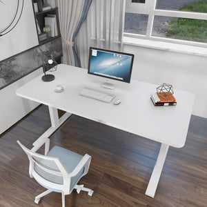 140cm Standing Desk | Height Adjustable | Sit Stand Motorised | Grey Dual Motors Frame | Maple Top
