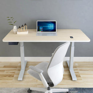 140cm Standing Desk | Height Adjustable | Sit Stand Motorised | Grey Dual Motors Frame | White Top