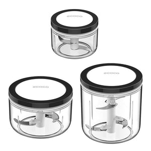 Ecoco 3 Sizes Cutter Set | Easy Chopper Mincer Mixer Slicer Dicer Blender | For Onion & Garlic | Black