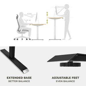 Standing Desk | Height Adjustable | Sit Stand Motorised | Single Motor Frame Only | Black