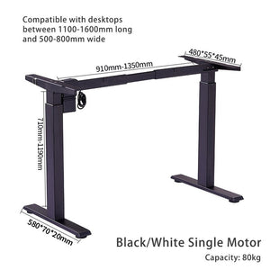 Standing Desk | Height Adjustable | Sit Stand Motorised | Single Motor Frame | Only Grey