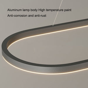 Modern Minimalist Oval Pendant Light | Adjustable LED Chandelier | Black