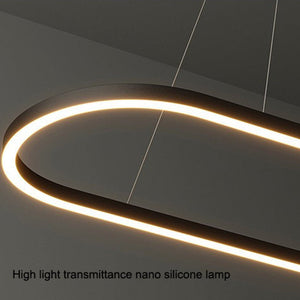 Modern Minimalist Oval Pendant Light | Adjustable LED Chandelier | Black