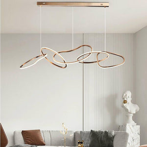 Nordic Minimalist Rose Gold LED Pendant Light | Adjustable Modern Ring Chandelier | 120cm
