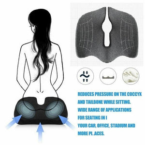 Premium Memory Foam Seat Cushion | Coccyx Orthopedic Back Pain Relief Chair Pillow | Office | Dark Grey