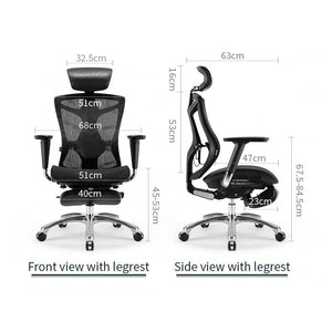Sihoo Ergonomic Office Chair V1 | 4D Adjustable High-Back | Breathable with Footrest and Lumbar Support | Grey