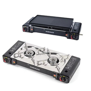 Butane Stove | 2 Burner | Portable Countertop Camping Cooker with Carry Case & Baking Tray