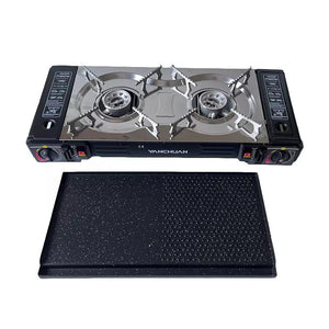 Butane Stove | 2 Burner | Portable Countertop Camping Cooker with Carry Case & Baking Tray
