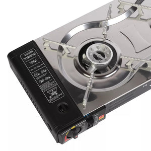 Butane Stove | 2 Burner | Portable Countertop Camping Cooker with Carry Case & Baking Tray