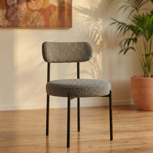 Plush Boucle Cushioned Elsa Dining Chairs | Slate Grey