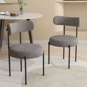 Plush Boucle Cushioned Elsa Dining Chairs | Slate Grey