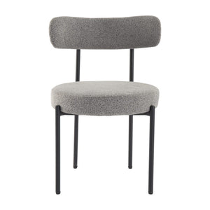 Plush Boucle Cushioned Elsa Dining Chairs | Slate Grey