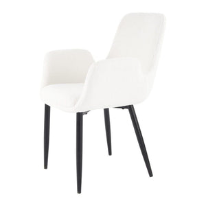 Boucle – Teddy Sherpa Fabric Bliss Armrest Dining Chair Ensemble
