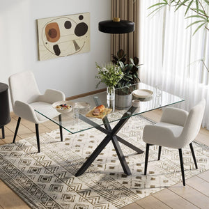 Boucle – Teddy Sherpa Fabric Bliss Armrest Dining Chair Ensemble