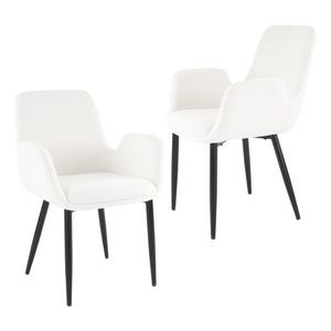 Boucle – Teddy Sherpa Fabric Bliss Armrest Dining Chair Ensemble