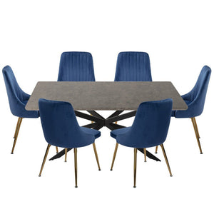 Velvet & Navy Chair Dining Set | Dining Delight