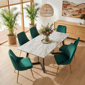 Velvet Dining Set | Marbleous Green