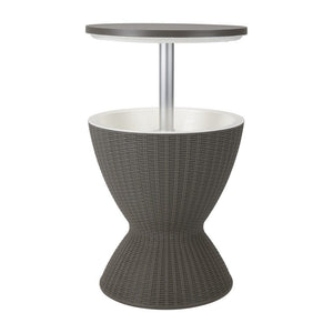 Ice Bucket Table | Taupe Finish | Outdoor Cooler Table | Multi-Functional Patio Furniture