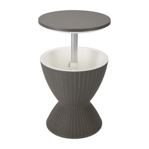 Ice Bucket Table | Taupe Finish | Outdoor Cooler Table | Multi-Functional Patio Furniture