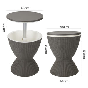 Ice Bucket Table | Taupe Finish | Outdoor Cooler Table | Multi-Functional Patio Furniture