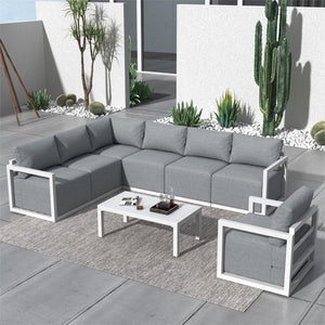 Alfresco 7-Seat Garden Lounge Set | White