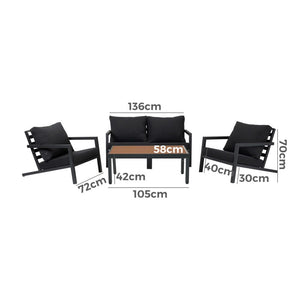 Aidan Garden Furniture Set | 5 Pieces | Slate Grey