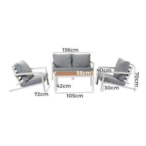 Aidan Garden Furniture Set | 5 Pieces | White