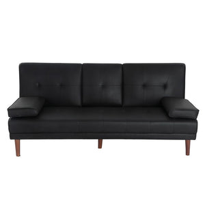 3 Seater Adjustable Sofa Bed with Cup Holder | Black