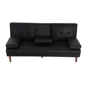 3 Seater Adjustable Sofa Bed with Cup Holder | Black