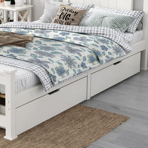 2x Wooden Bed Frame Storage Trundle Drawers | White