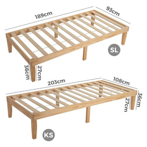 Single Size Warm Wooden Natural Bed Base Frame | King Single