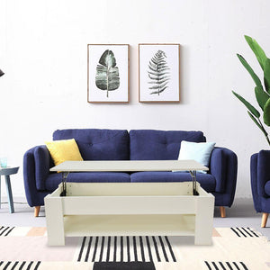 Lift Up Coffee Table with Storage | White Finish | Functional Design