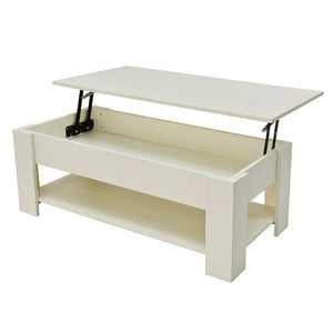 Lift Up Coffee Table with Storage | White Finish | Functional Design