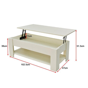 Lift Up Coffee Table with Storage | White Finish | Functional Design