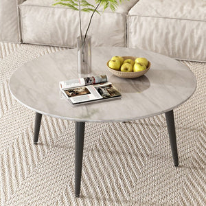 Minimalist Marble Effect Round Coffee Table | Sleek & Modern