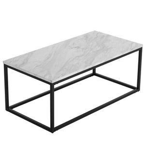 Industrial Style Marble Effect Rectangular Coffee Table | Contemporary Design