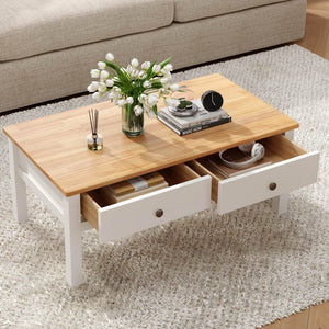 Sleek Natural Wood Rectangle Coffee Table | Contemporary Design